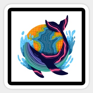 Colorful Whale Art Sticker